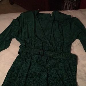 Green Polkadots Silk Dress